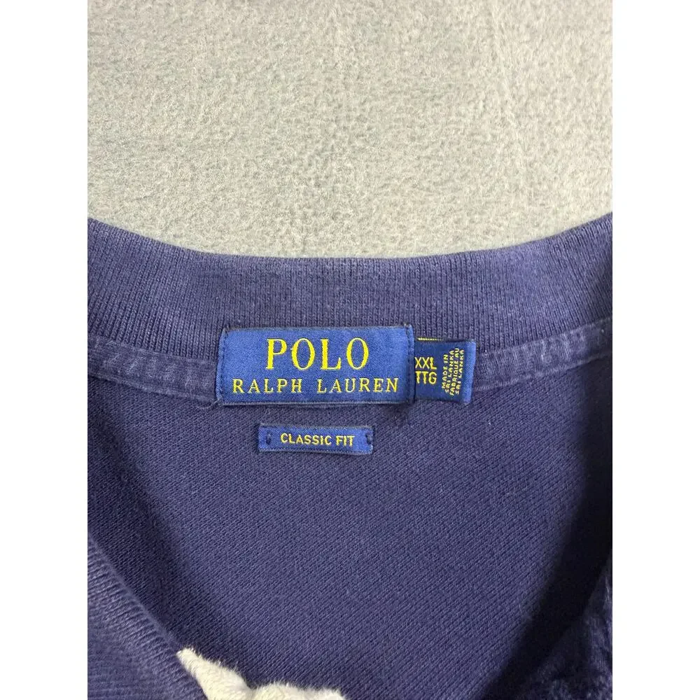 Polo Ralph Lauren Big Pony Colorblock Polo Shirt Crest Patch Navy Gray Men's XXL